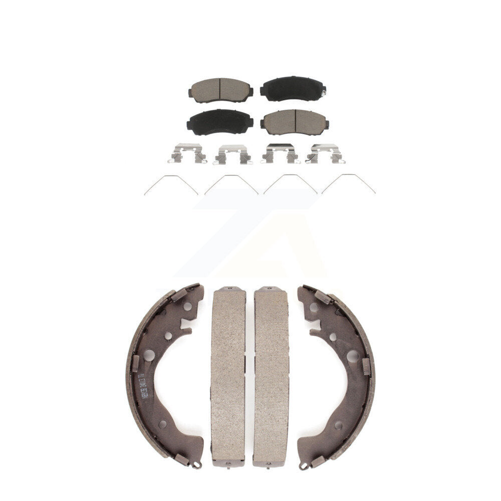 Ceramic Brake Pads And Drum Shoes Front Rear Kit For Honda Civic