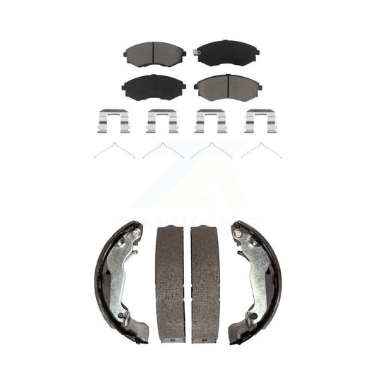 Ceramic Brake Pads And Drum Shoes Front Rear Kit For Hyundai Elantra Tiburon