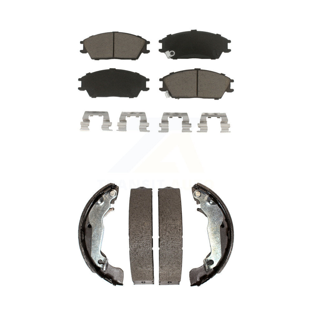 Ceramic Brake Pads And Drum Shoes Front Rear Kit For 2003-2005 Hyundai Accent