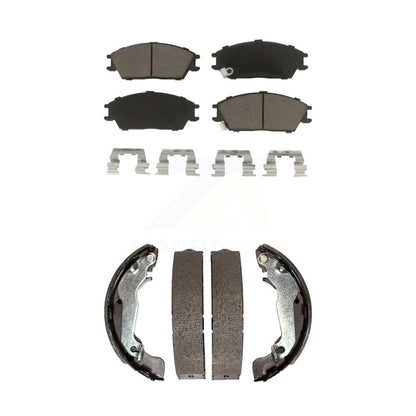 Ceramic Brake Pads And Drum Shoes Front Rear Kit For 2003-2005 Hyundai Accent