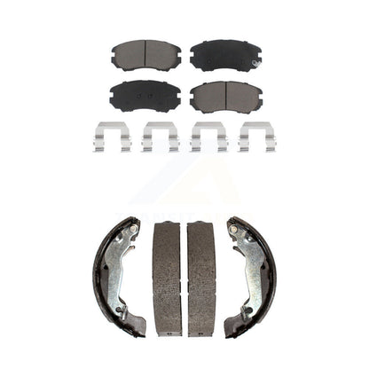 Ceramic Brake Pads And Drum Shoes Front Rear Kit For Hyundai Elantra