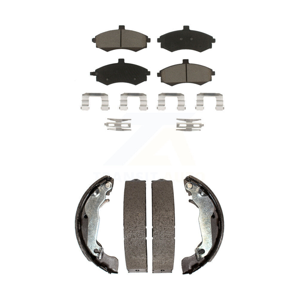Ceramic Brake Pads And Drum Shoes Front Rear Kit For Hyundai Elantra