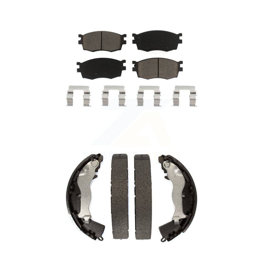 Ceramic Brake Pads And Drum Shoes Front Rear Kit For Hyundai Accent Kia Rio Rio5