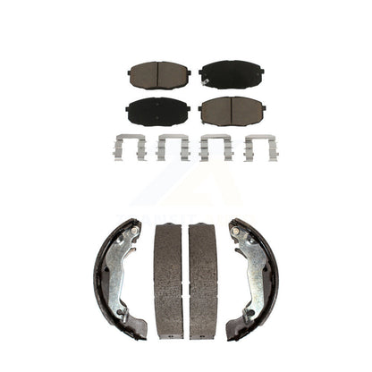 Ceramic Brake Pads And Drum Shoes Front Rear Kit For Hyundai Elantra
