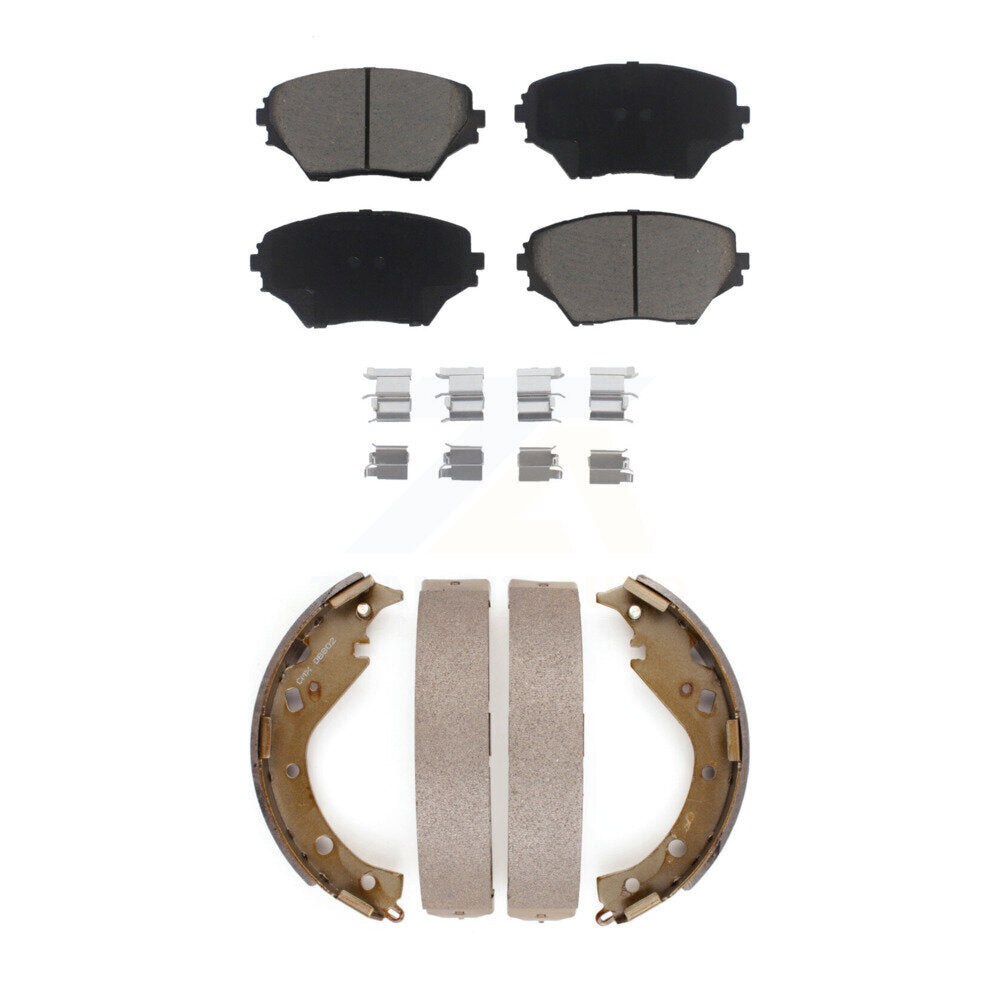 Ceramic Brake Pads And Drum Shoes Front Rear Kit For 2003-2005 Toyota RAV4