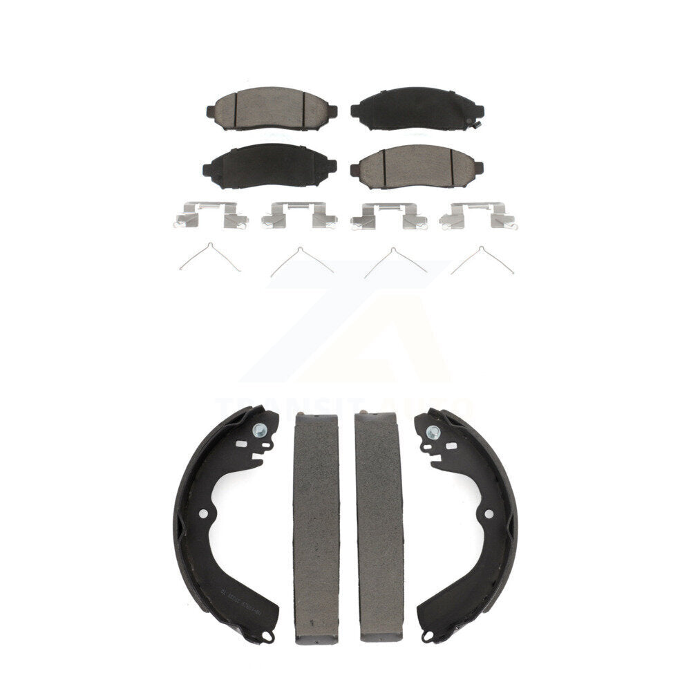 Ceramic Brake Pads And Drum Shoes Front Rear Kit For Nissan NV200 Chevrolet City