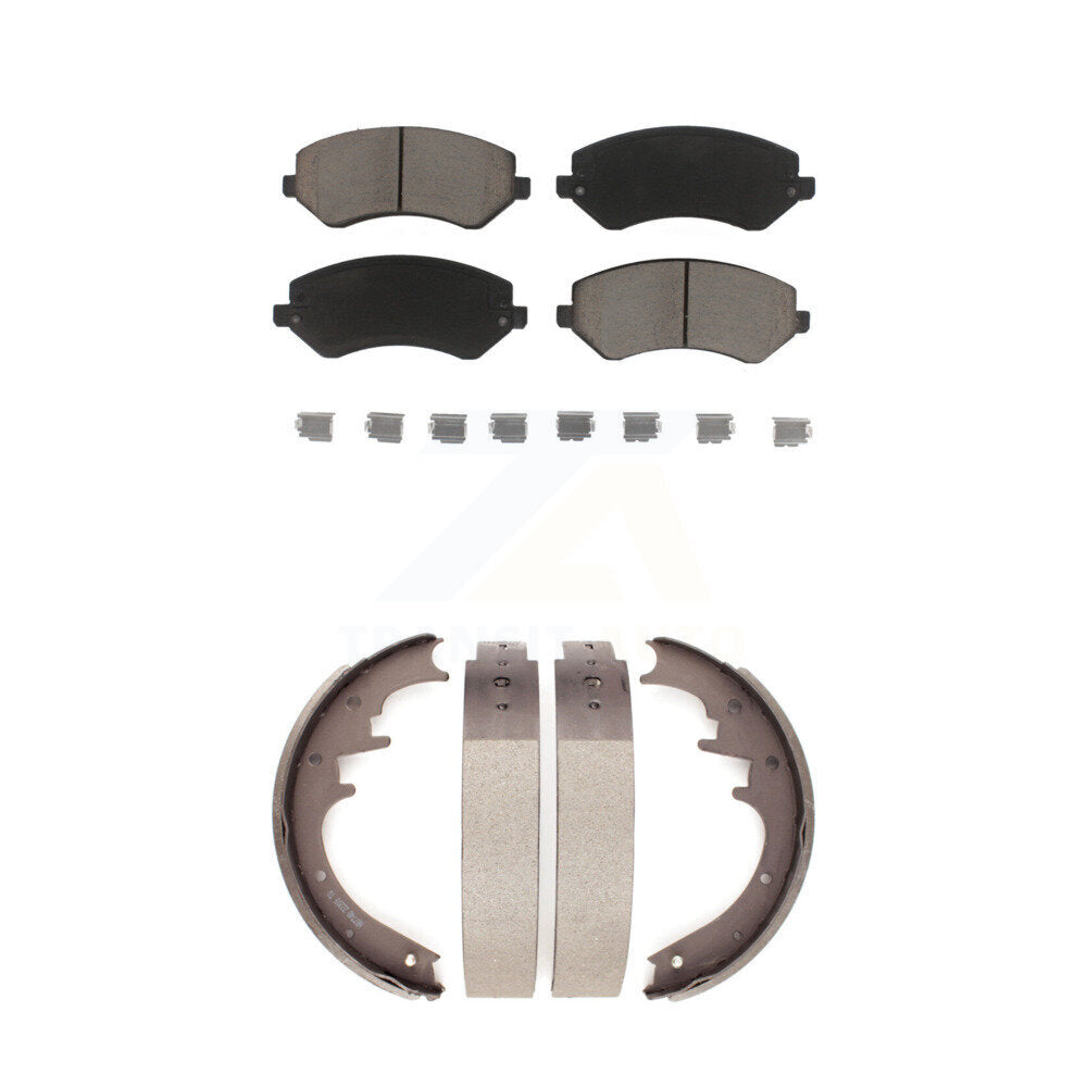 Ceramic Brake Pads And Drum Shoes Front Rear Kit For 2002 Jeep Liberty