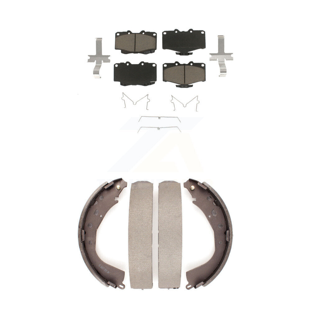 Ceramic Brake Pads And Drum Shoes Front Rear Kit For 2001-2002 Toyota 4Runner