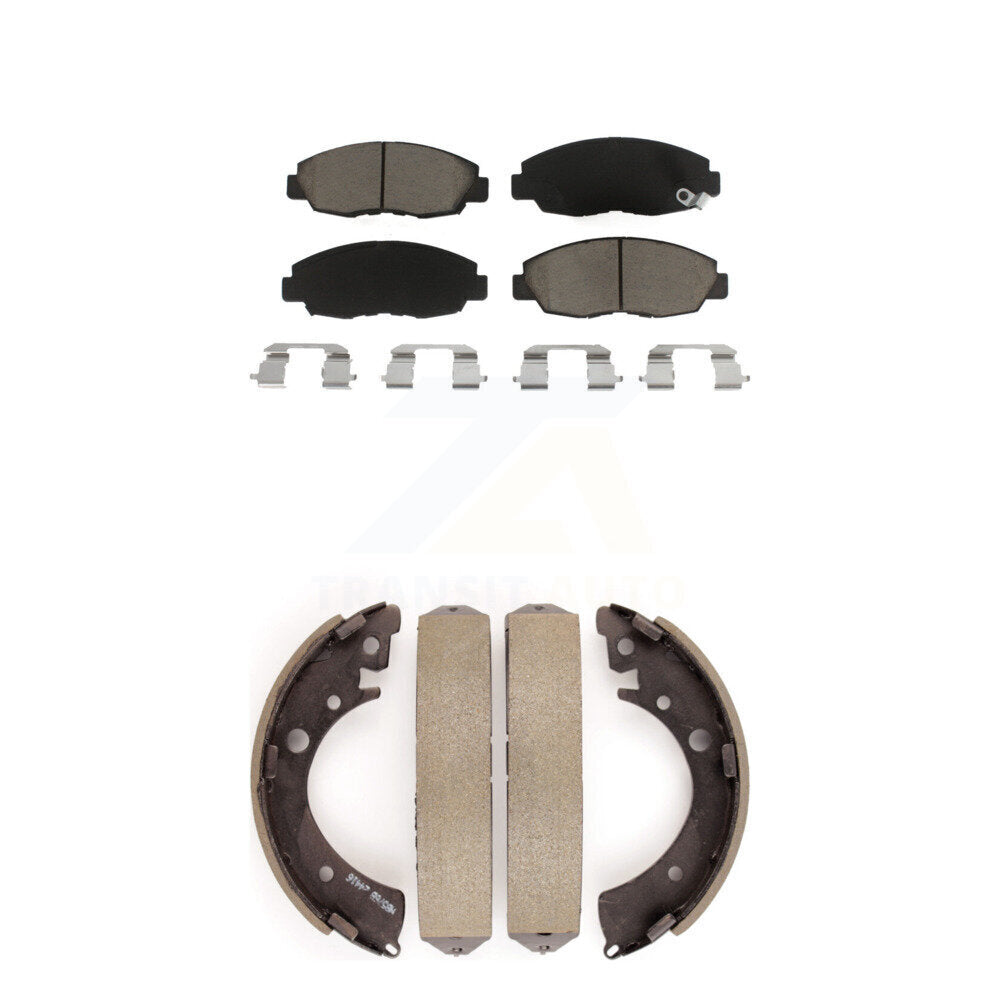 Ceramic Brake Pads And Drum Shoes Front Rear Kit For Honda Civic Acura EL