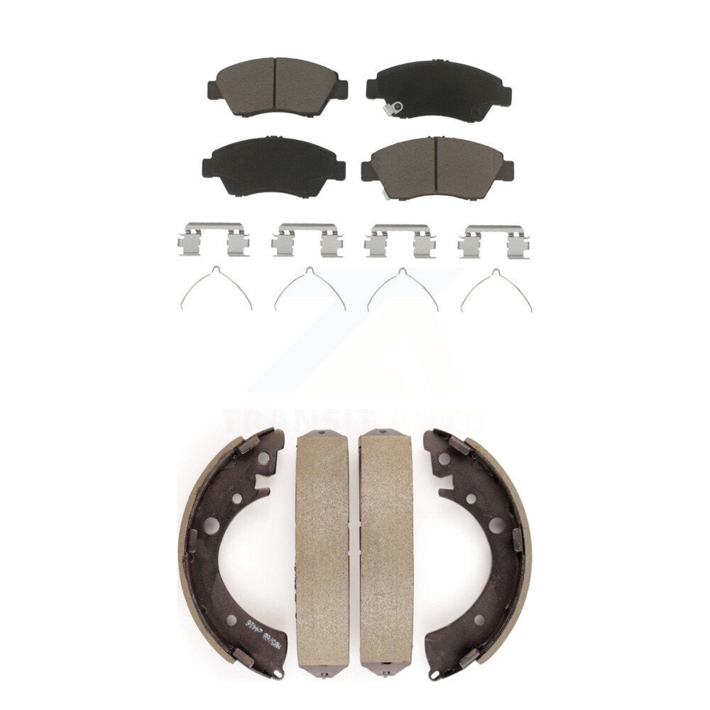 Ceramic Brake Pads And Drum Shoes Front Rear Kit For Honda Civic Fit