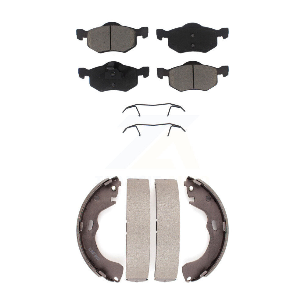 Ceramic Brake Pads And Drum Shoes Front Rear Kit For Ford Escape Mazda Tribute