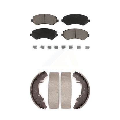 Ceramic Brake Pads & Drum Shoe Front Rear Kit For Dodge Caravan Grand Chrysler