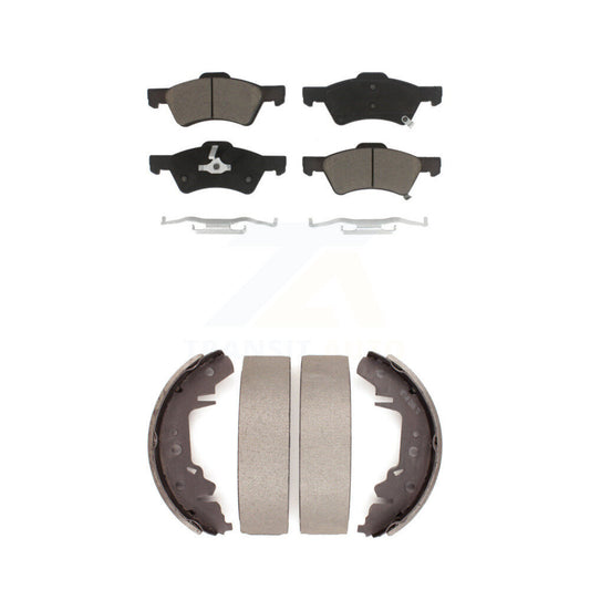 Ceramic Brake Pads & Drum Shoe Front Rear Kit For Dodge Caravan Grand Chrysler