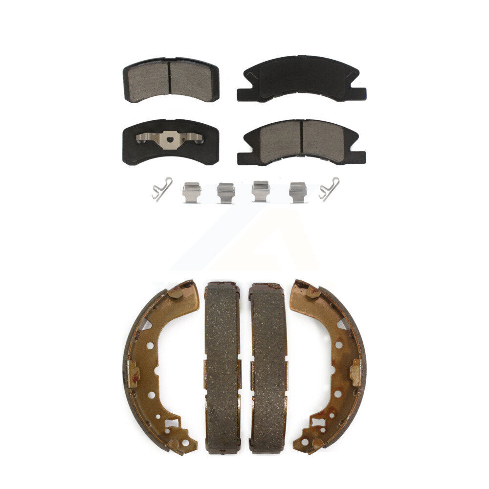 Ceramic Brake Pads And Drum Shoes Front Rear Kit For 2014-2015 Mitsubishi Mirage