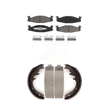Ceramic Brake Pads And Drum Shoe Front Rear Kit For Ford F-150 Bronco E-150 Club
