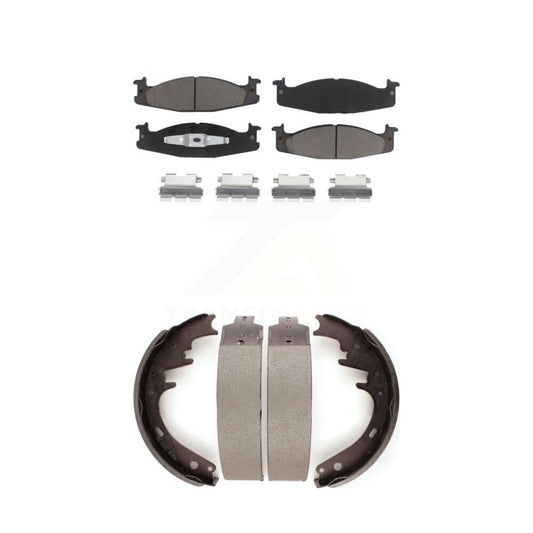 Ceramic Brake Pads And Drum Shoe Front Rear Kit For Ford F-150 Bronco E-150 Club