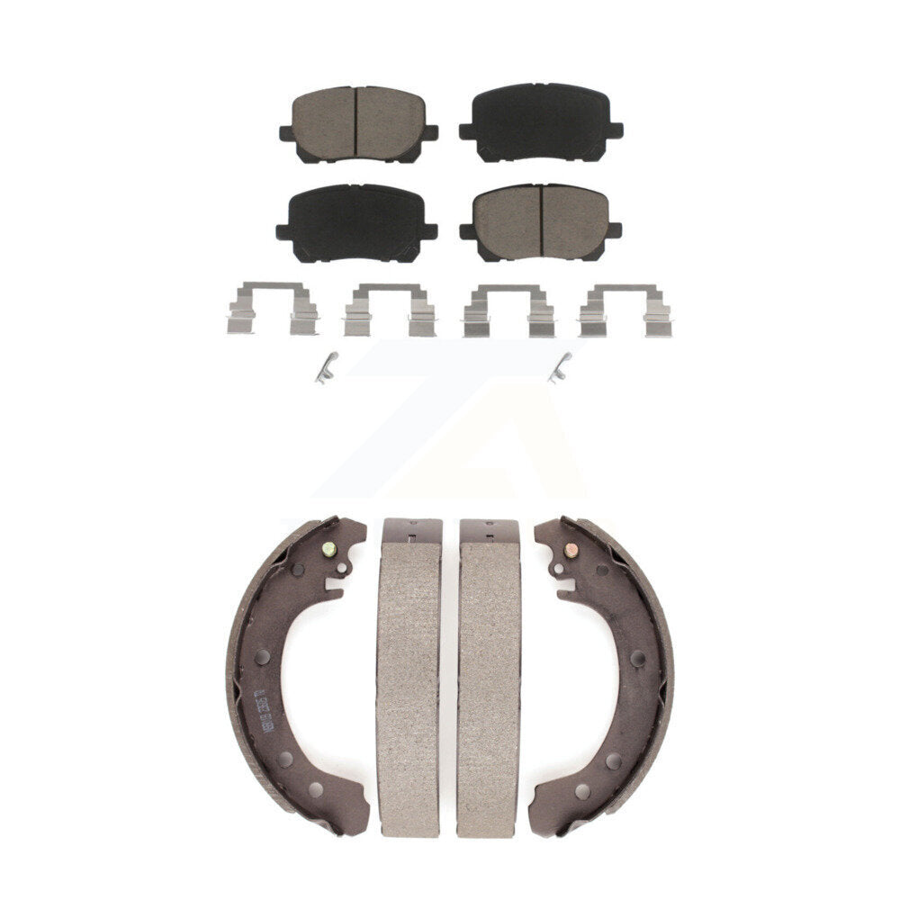 Ceramic Brake Pads And Drum Shoes Front Rear Kit For Toyota Corolla