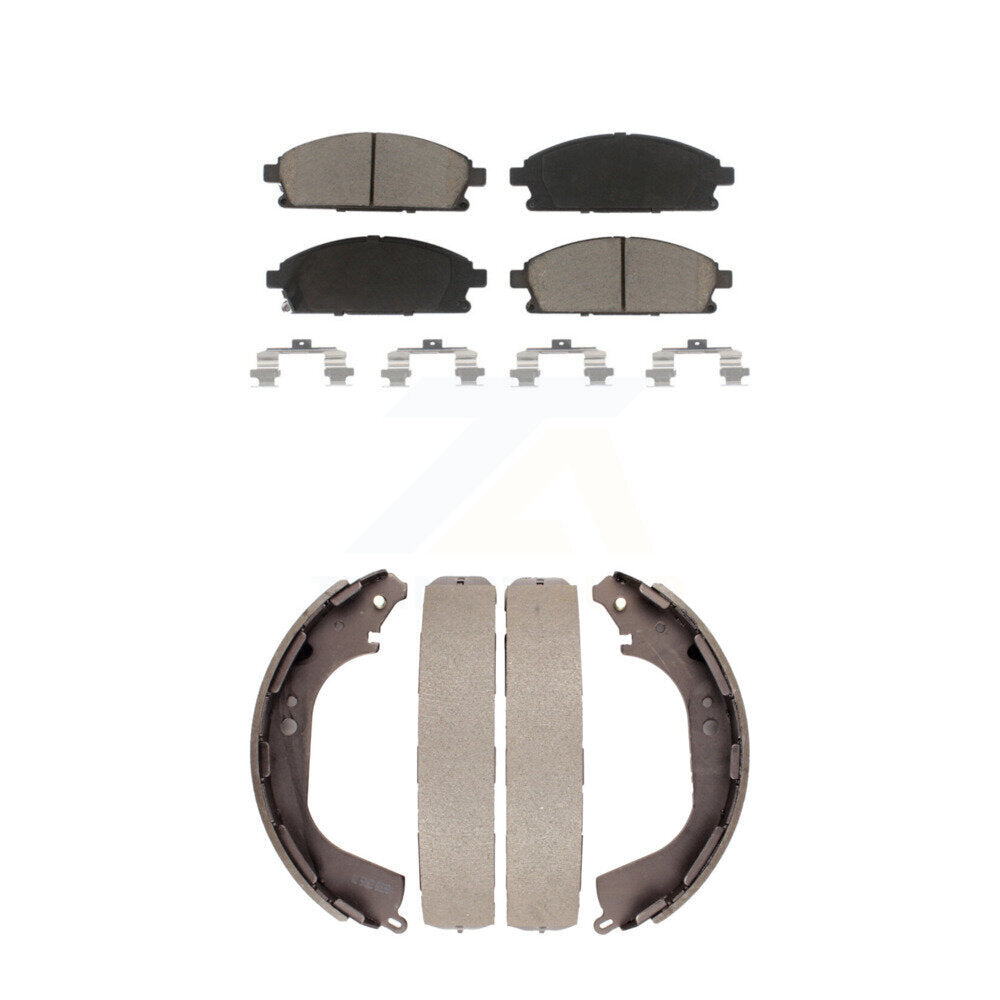 Ceramic Brake Pads & Drum Shoe Front Rear Kit For Nissan Pathfinder INFINITI QX4