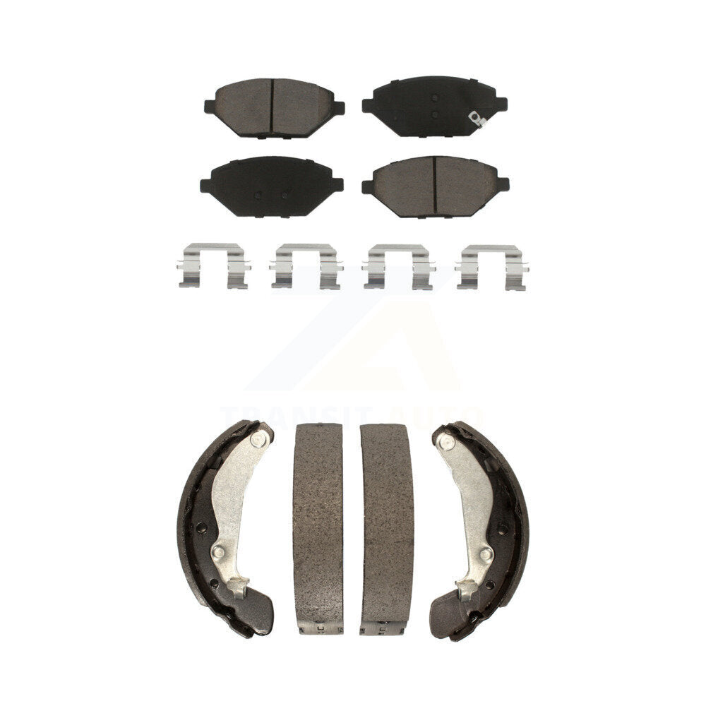 Ceramic Brake Pads And Drum Shoes Front Rear Kit For 2016-2021 Chevrolet Spark