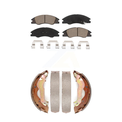 Ceramic Brake Pads And Drum Shoes Front Rear Kit For 2007-2009 Kia Spectra