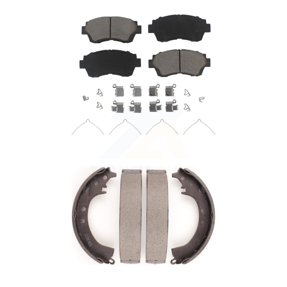 Ceramic Brake Pads And Drum Shoes Front Rear Kit For Toyota Camry