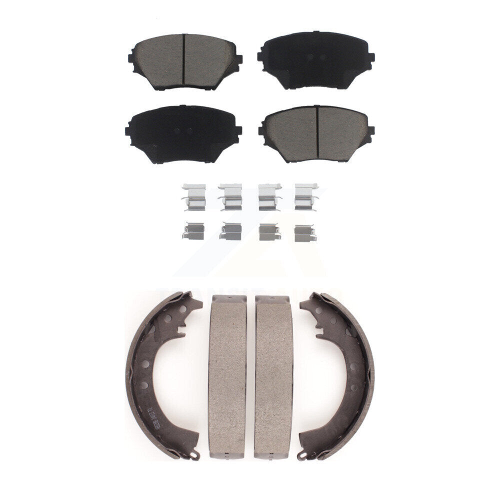Ceramic Brake Pads And Drum Shoes Front Rear Kit For 2001-2002 Toyota RAV4
