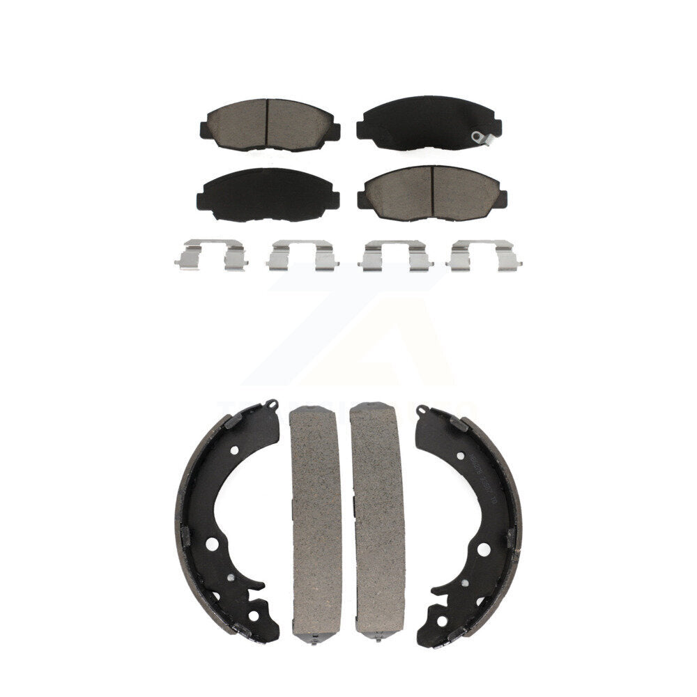 Ceramic Brake Pads And Drum Shoe Front Rear Kit For Honda Accord Sedan with 2.3L