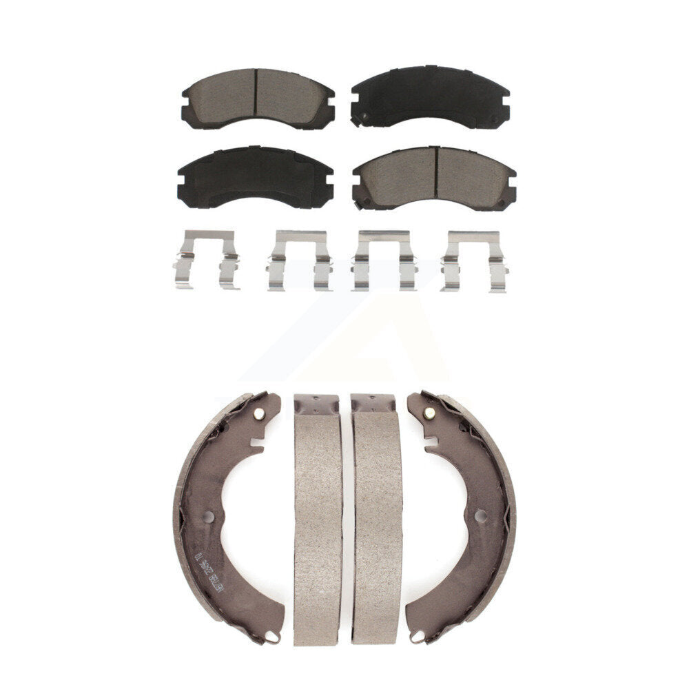 Ceramic Brake Pads And Drum Shoes Front Rear Kit For Mitsubishi Lancer