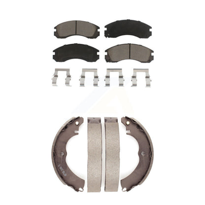 Ceramic Brake Pads And Drum Shoes Front Rear Kit For Mitsubishi Lancer