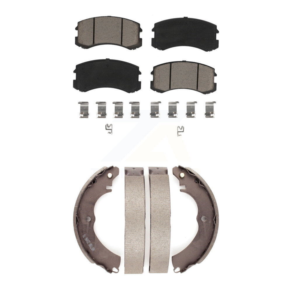 Ceramic Brake Pads And Drum Shoes Front Rear Kit For Mitsubishi Lancer