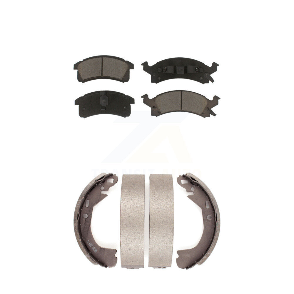 Ceramic Brake Pads And Drum Shoes Front Rear Kit For Chevrolet Cavalier Beretta