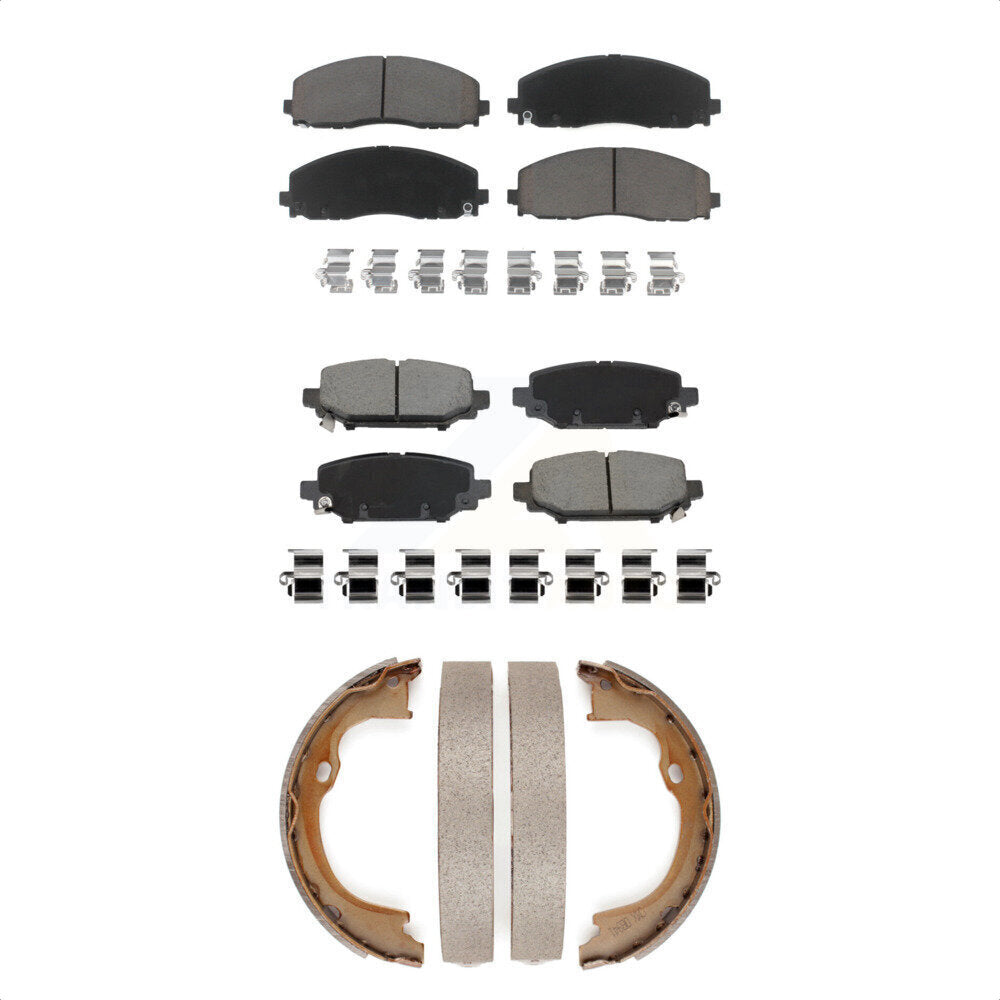 Ceramic Brake Pads And Parking Shoes Front Rear Kit For Jeep Wrangler