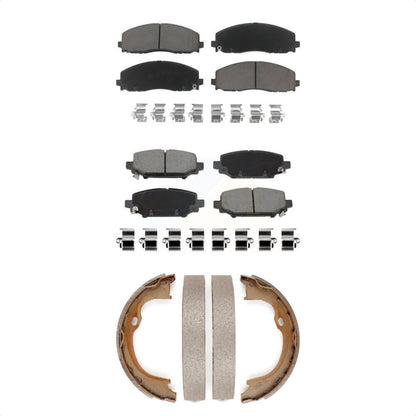 Ceramic Brake Pads And Parking Shoes Front Rear Kit For Jeep Wrangler