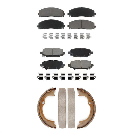Ceramic Brake Pads And Parking Shoes Front Rear Kit For Jeep Wrangler