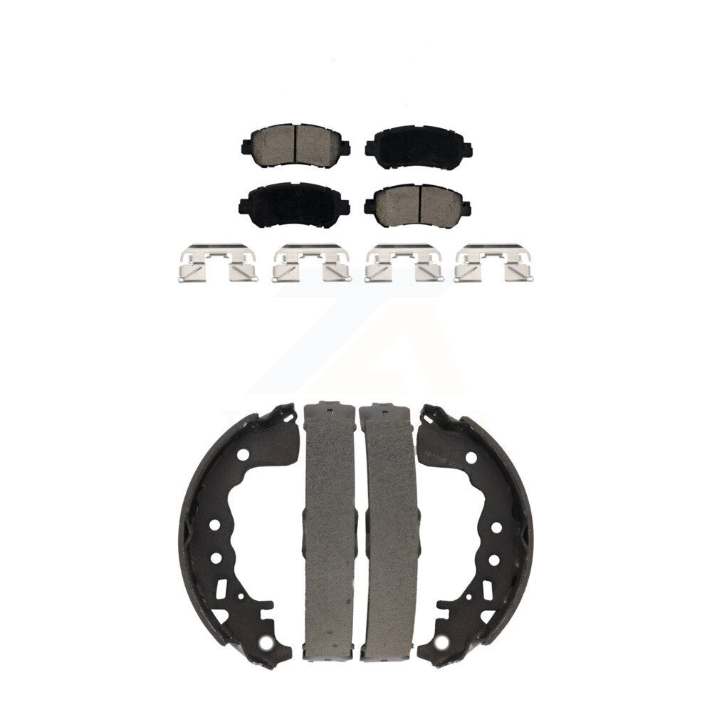Ceramic Brake Pads And Drum Shoes Front Rear Kit For Nissan Kicks Versa