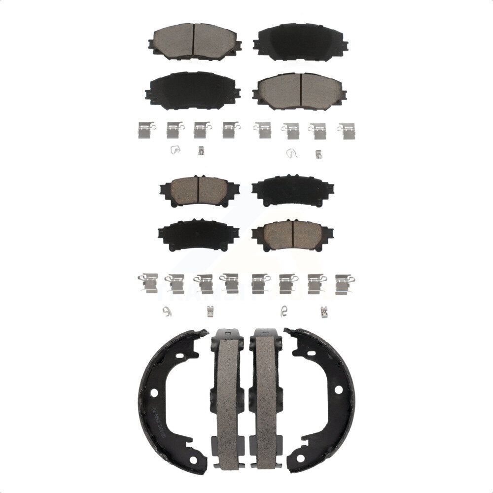 Ceramic Brake Pads And Parking Shoes Front Rear Kit For 2012-2018 Toyota Prius V