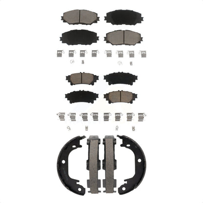 Ceramic Brake Pads And Parking Shoes Front Rear Kit For 2012-2018 Toyota Prius V
