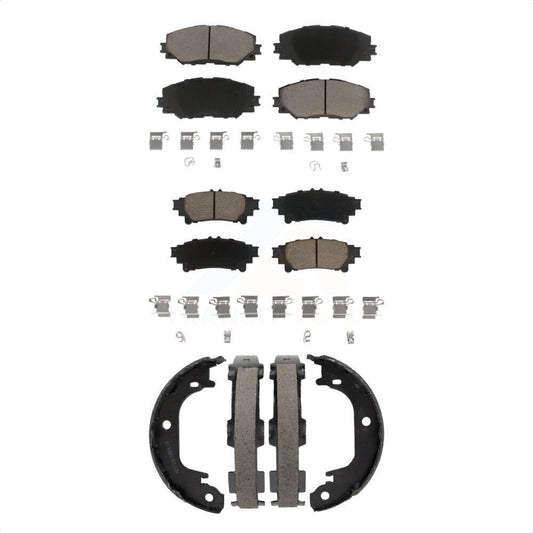 Ceramic Brake Pads And Parking Shoes Front Rear Kit For 2012-2018 Toyota Prius V