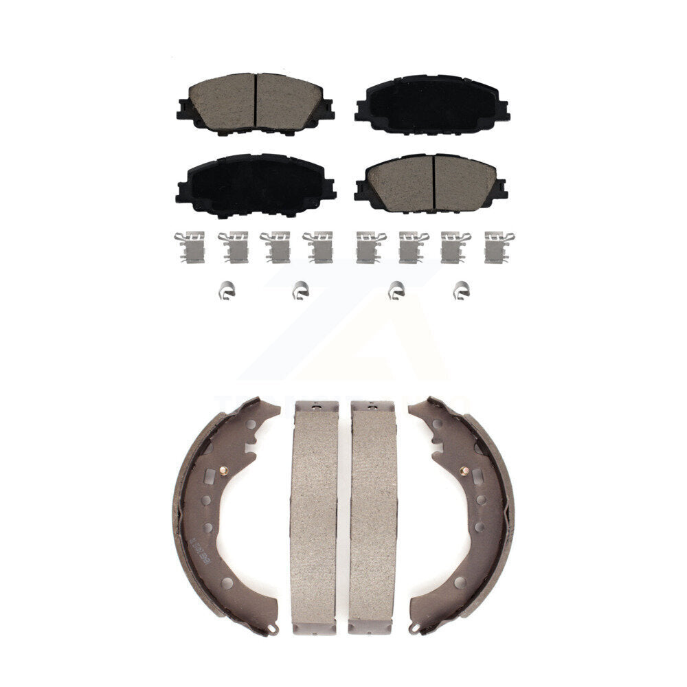 Ceramic Brake Pads And Drum Shoes Front Rear Kit For 2019 Toyota Corolla 2.0L