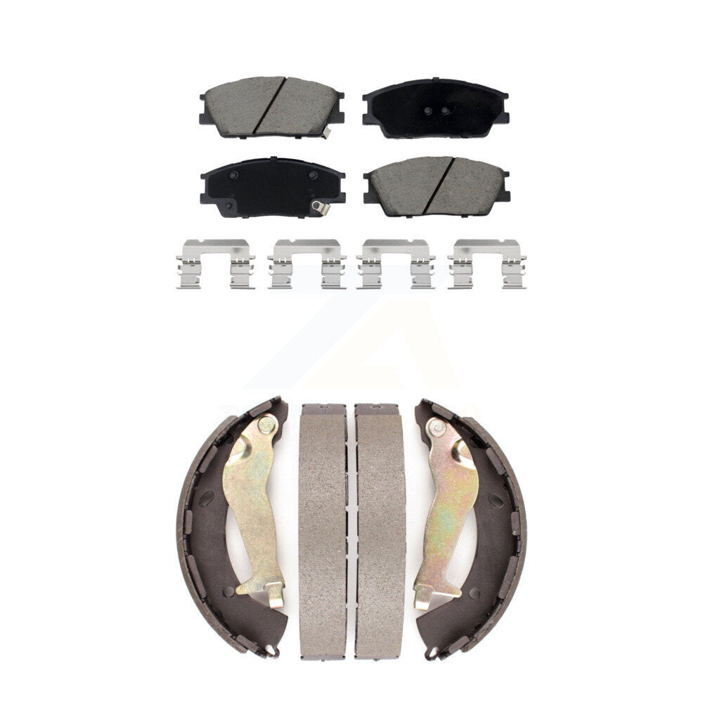 Ceramic Brake Pads And Drum Shoes Front Rear Kit For 2020-2023 Hyundai Venue