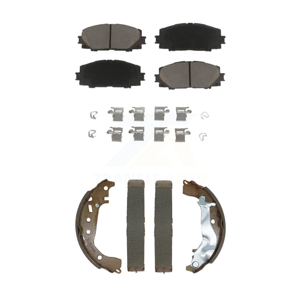 Ceramic Brake Pads And Drum Shoes Front Rear Kit For Toyota Yaris