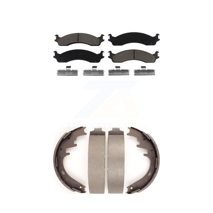 Ceramic Brake Pads & Drum Shoe Front Rear Kit For Dodge B3500 Ram 2500 Van B2500