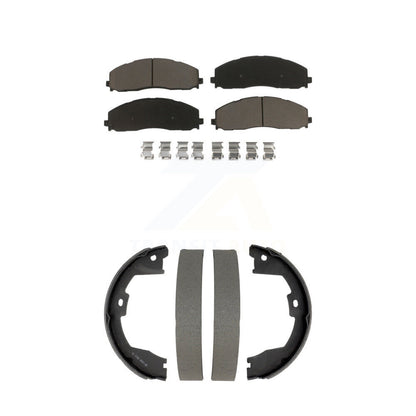 Ceramic Brake Pads And Drum Shoes Front Rear Kit For Ford F-350 Super Duty F-250
