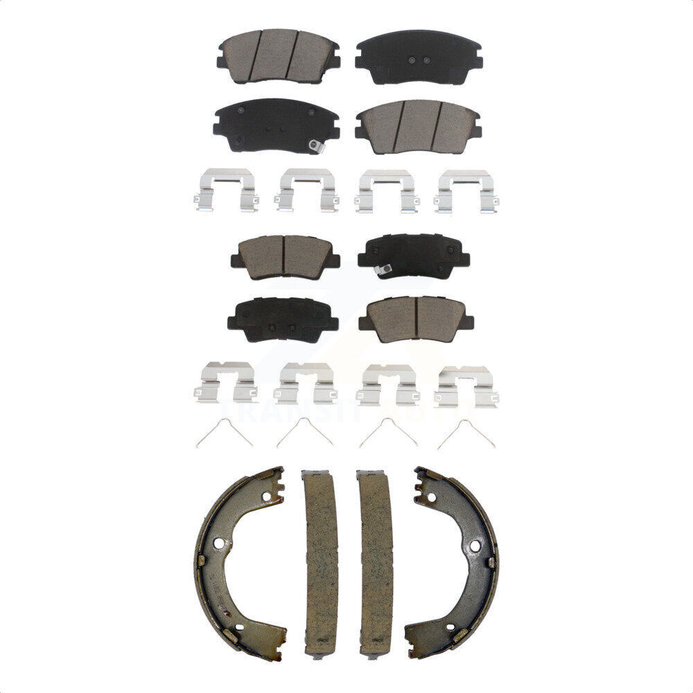 Ceramic Brake Pads & Parking Shoe Front Rear Kit For Hyundai Tucson Kia Sportage