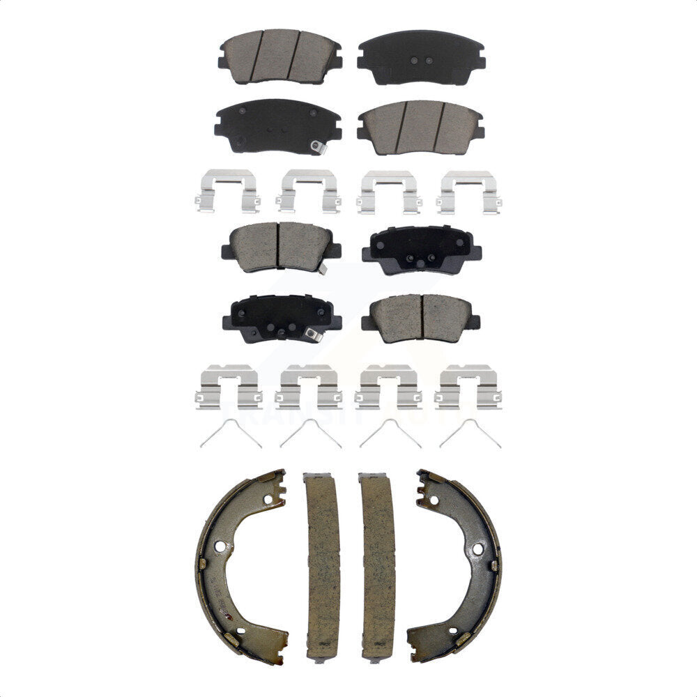 Ceramic Brake Pads & Parking Shoe Front Rear Kit For Kia Sportage Hyundai Tucson