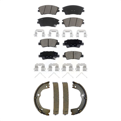 Ceramic Brake Pads & Parking Shoe Front Rear Kit For Kia Sportage Hyundai Tucson