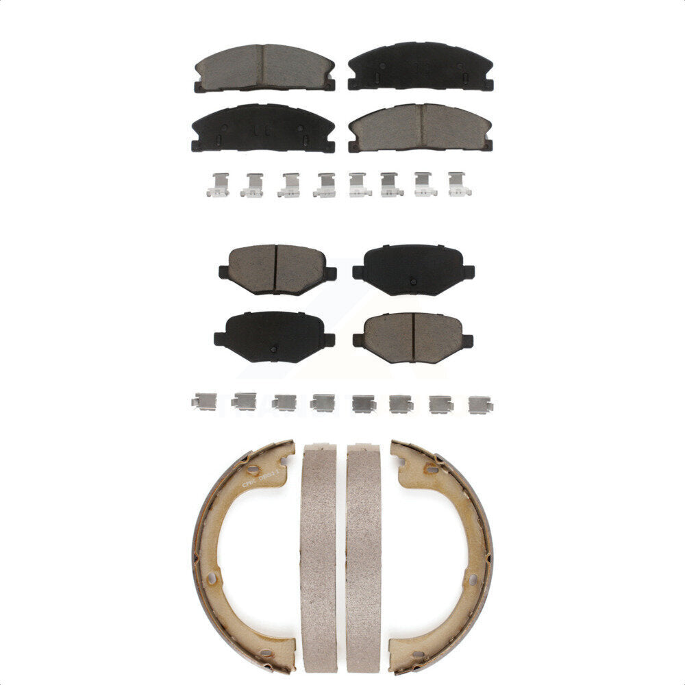 Ceramic Brake Pads And Parking Shoes Front Rear Kit For Lincoln MKT