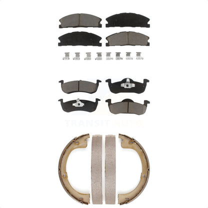 Ceramic Brake Pads And Parking Shoes Front Rear Kit For Lincoln MKT
