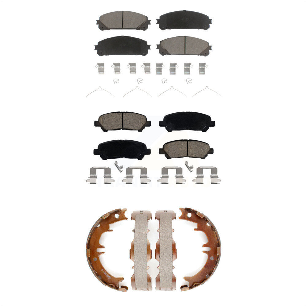 Ceramic Brake Pads & Parking Shoe Front Rear Kit For 2008-2013 Toyota Highlander