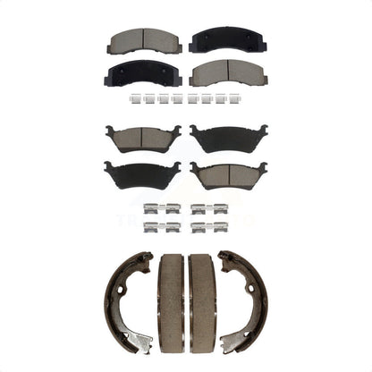 Ceramic Brake Pads And Parking Shoes Front Rear Kit For Ford F-150
